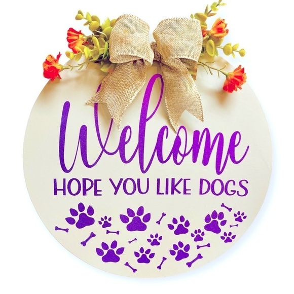 Other - NEW 14 inch round wooden door sign